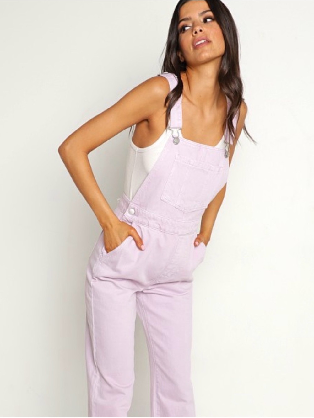 Rollas Original High Rise Straight leg Denim Overalls 29 8 coral pink utility - Picture 11 of 13